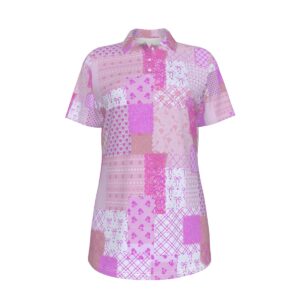 Women's UV Protection POLO Shirt pink patchwork