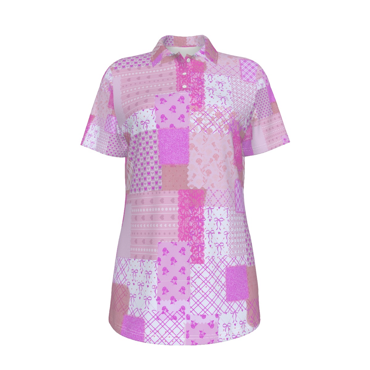 Women's UV Protection POLO Shirt pink patchwork
