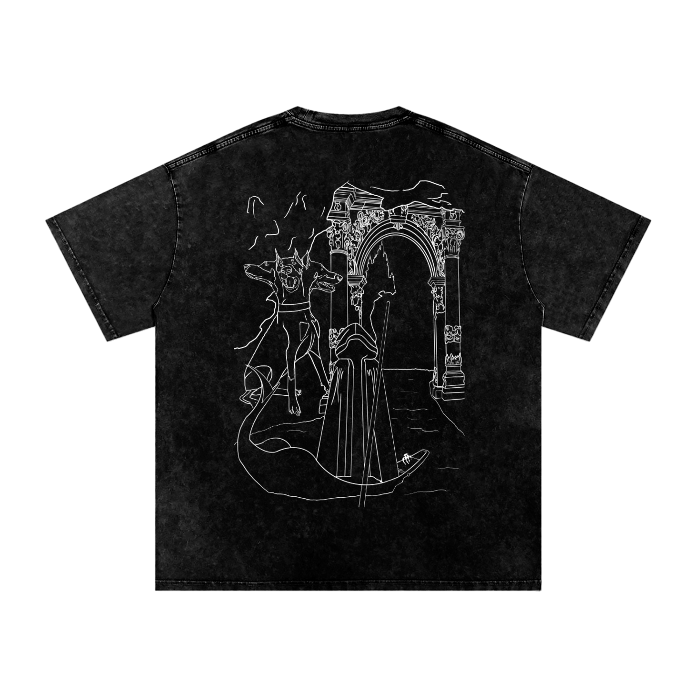 Cerberus Greek Mythology Acid Wash Streetwear Fashion T-Shirt