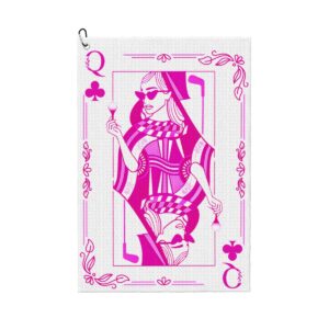 Pink Queen of Clubs cute women's golf towel