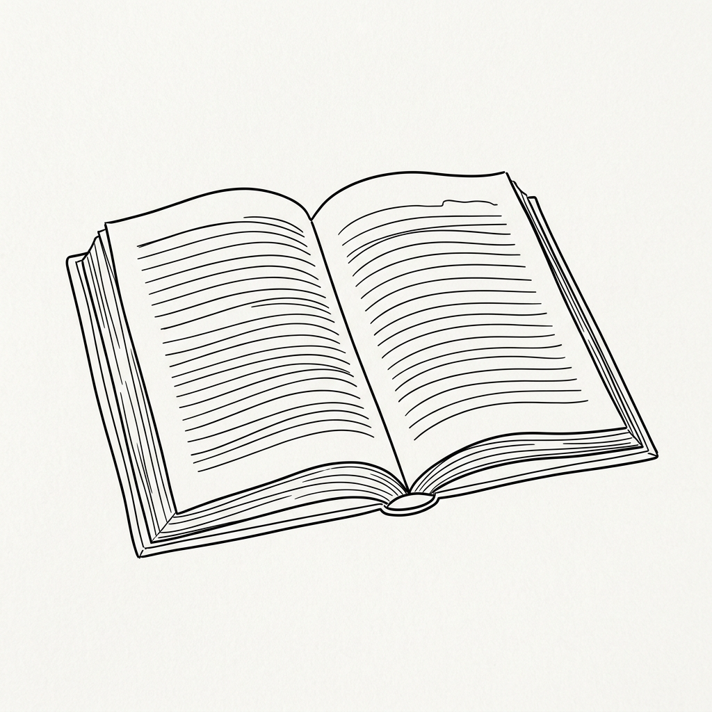 Line drawing outline of a book